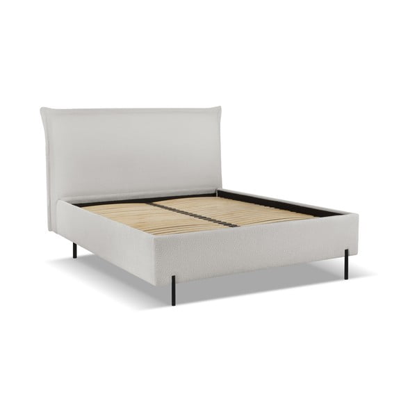 Svijetlo sivi tapecirani bračni krevet s prostorom za pohranu s podnicom 160x200 cm Armie – Milo Casa