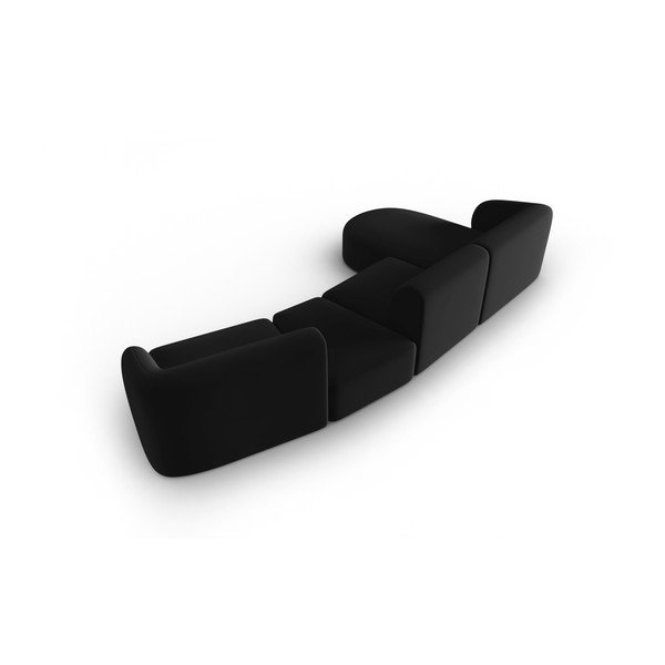 Crna baršunasti kutna garnitura (s lijevim kutom/s ležaljkom) Paolo – Milo Casa-image-3