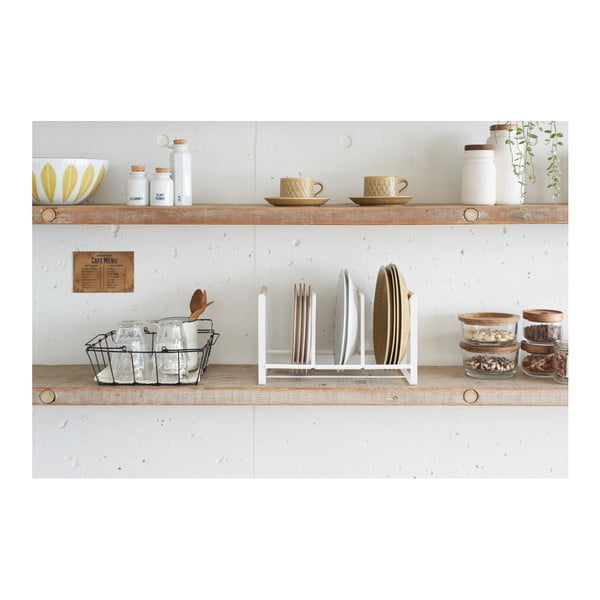 Bijelo postolje za tanjure s detaljima od bukovine YAMAZAKI Tosca-image-2