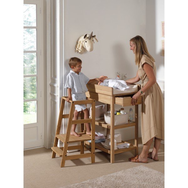 Stol za presvlačenje od punog hrasta s promjenjivim stolom u prirodnoj boji Forrest – Vipack-image-3