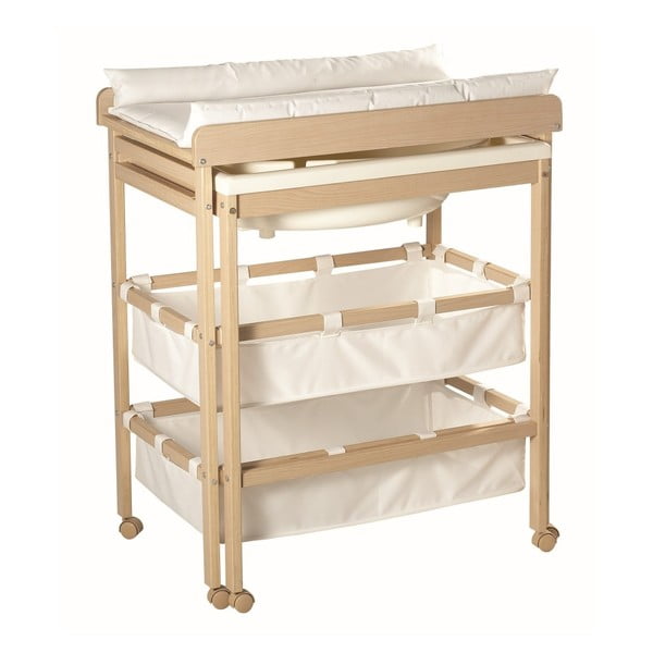 Bijeli/u prirodnoj boji stol za presvlačenje u dekoru breze Baby Pool – Roba