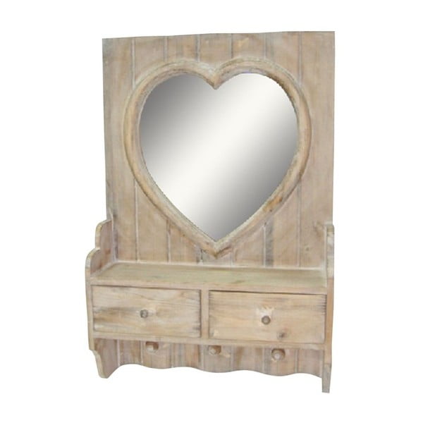 Drveno zrcalo s 2 ladice Antic Line Heart