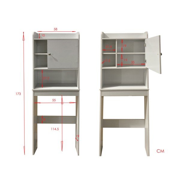 Bijeli visok ormarić iznad perilice/toaleta 58x173 cm Laundry – Tomasucci-image-4