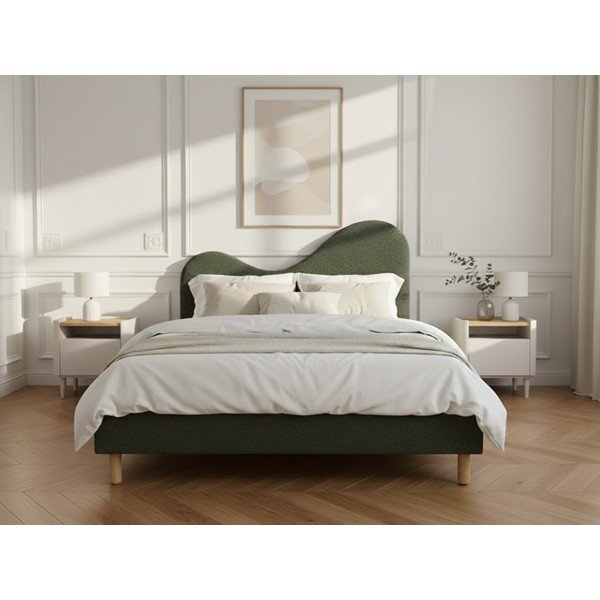 Zeleni podstavljeni tapecirani bračni krevet s podnicom 160x200 cm Celina – Bobochic Paris-image-2