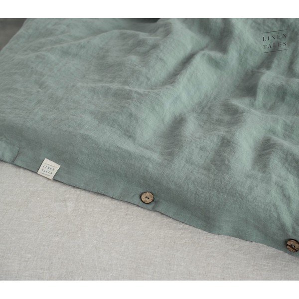 Zelena/plava lanena navlaka za poplun za bračni krevet 200x200 cm Milieu – Linen Tales-image-2