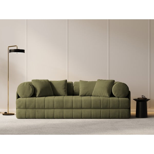 Zelena baršunasti sklopiva sofa 206 cm Kemi – Cosmopolitan Design-image-4