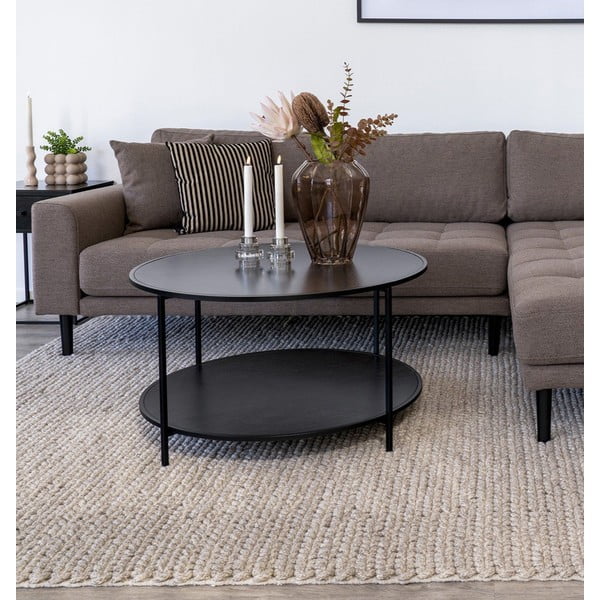 Crni okrugao stolić za kavu s crnom pločom stola ø 80 cm Vita – House Nordic-image-1