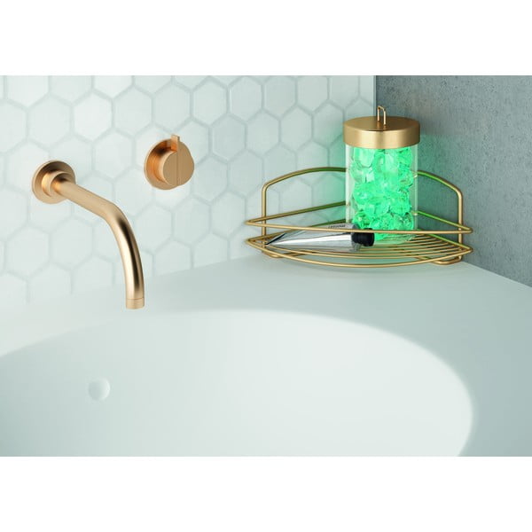 Željezna kupaonska polica kutna u zlatnoj boji Onda – Metaltex-image-1