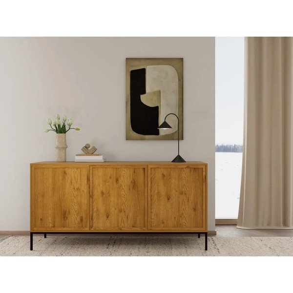 Komoda u dekoru hrasta u prirodnoj boji 158x80x40 cm Palmdale – Actona-image-1