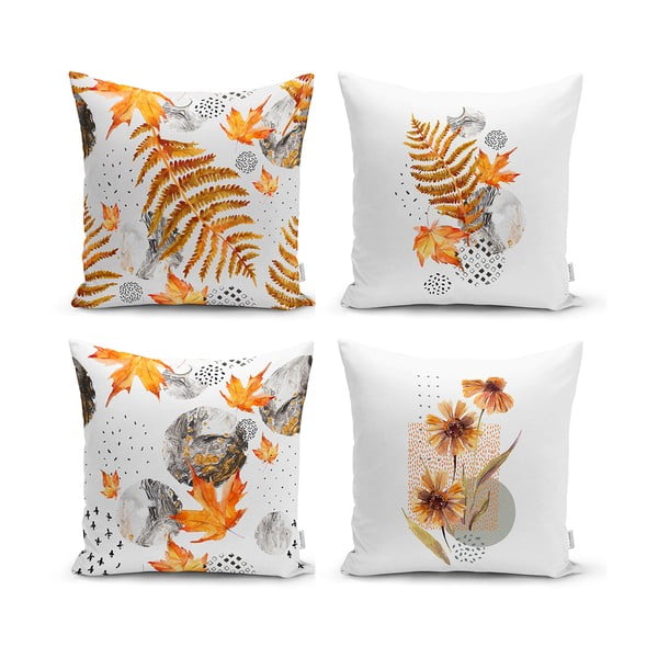 Set od 4 ukrasne jastučnice Minimalist Cushion Covers Gold Leaves, 45 x 45 cm