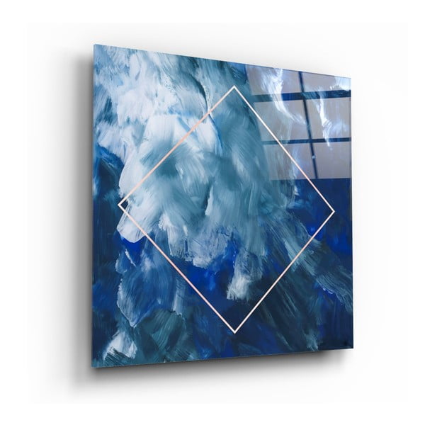 Staklena slika indigne topljivih oblaka, 60 x 60 cm