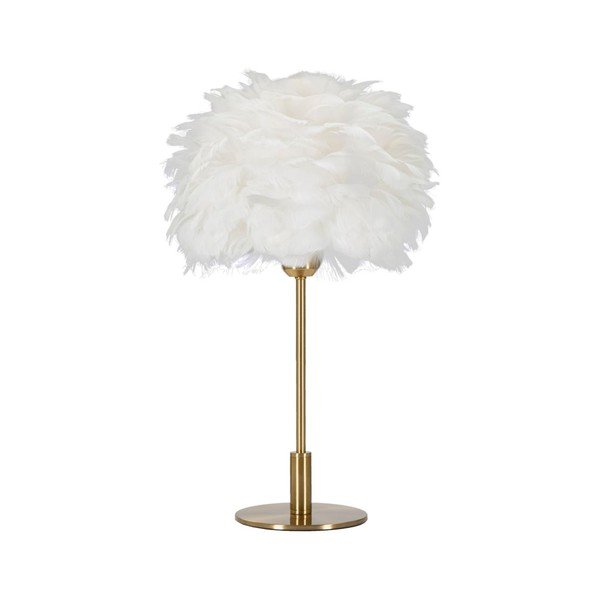 Bijela/u zlatnoj boji stolna lampa (visina 50 cm) Ball Feather – Mauro Ferretti