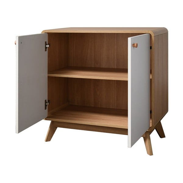 Bijela niska komoda u dekoru hrasta 75x75 cm Cassie - Støraa-image-2