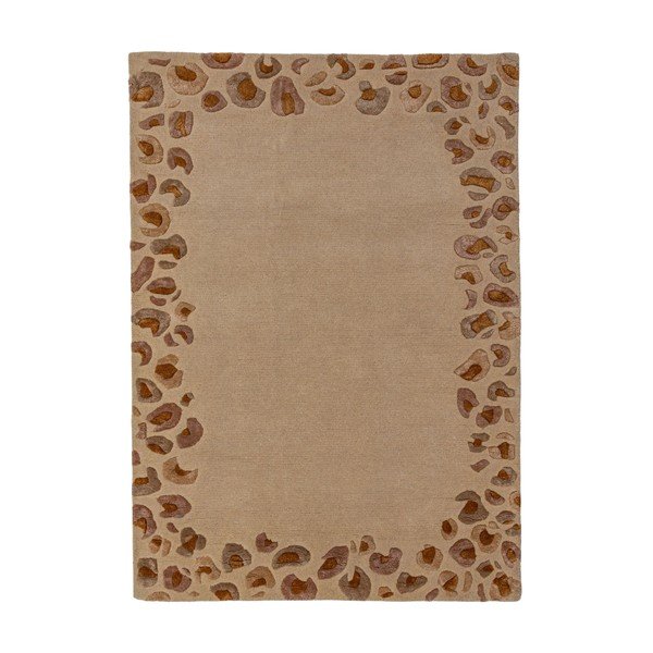 Ručno rađen tepih od mješavine vune u prirodnoj boji 160x230 cm Leopard Frame – Flair Rugs