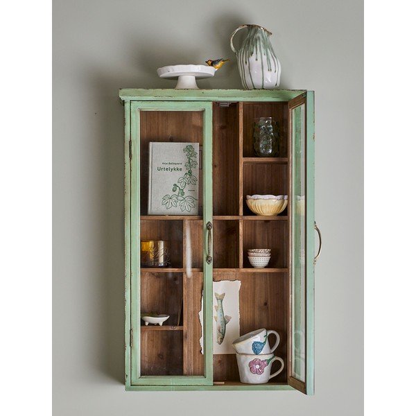 Zelena vitrina od masivne jele 50x80x13,5 cm Hazem – Bloomingville-image-1