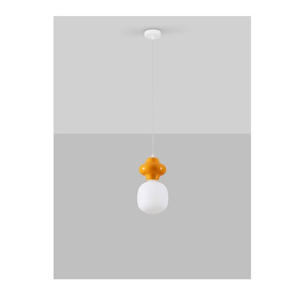 Bijela/narančasta viseća svjetiljka keramička sa staklenim sjenilom ø 18 cm Clio – Nova Luce-image-3