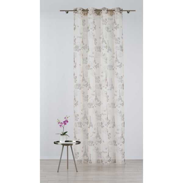 Bež prozirna zavjesa 140x245 cm Defence – Mendola Fabrics-image-2