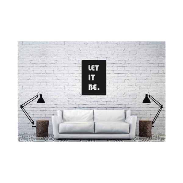 Crni zidni ukras Oyo Concept Let It Be, 35 x 50 cm