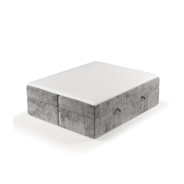 Sivi boxspring krevet s prostorom za pohranu 200x200 cm Yoko – Maison de Rêve-image-2