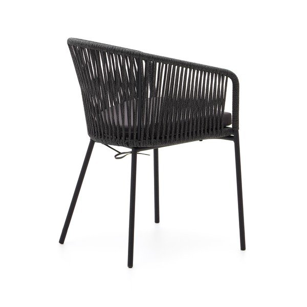 Crna metalna/podstavljena vrtna stolica Yanet – Kave Home-image-4