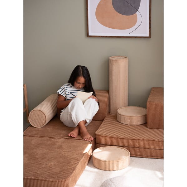 Smeđi dječji kauč od samta 132 cm Settee – Wigiwama-image-2