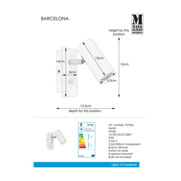Bijela zidna svjetiljka Markslöjd Barcelona-image-2