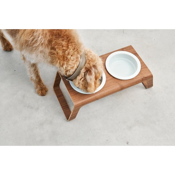 Set posuda s postoljem za pse Desco Ash Black Stained M – MiaCara-image-3