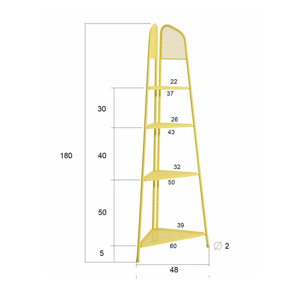 Žuta metalna kutna polica za balkon Garden Pleasure MWH, visina 180 cm-image-1