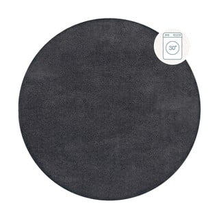 Tamno sivi perivi okrugao tepih od recikliranih vlakna 133x133 cm Fluffy – Flair Rugs