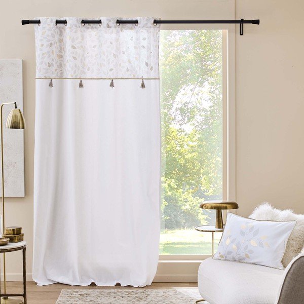 Bijela zavjesa od mješavine pamuka 140x240 cm Duchesse – douceur d'intérieur-image-1