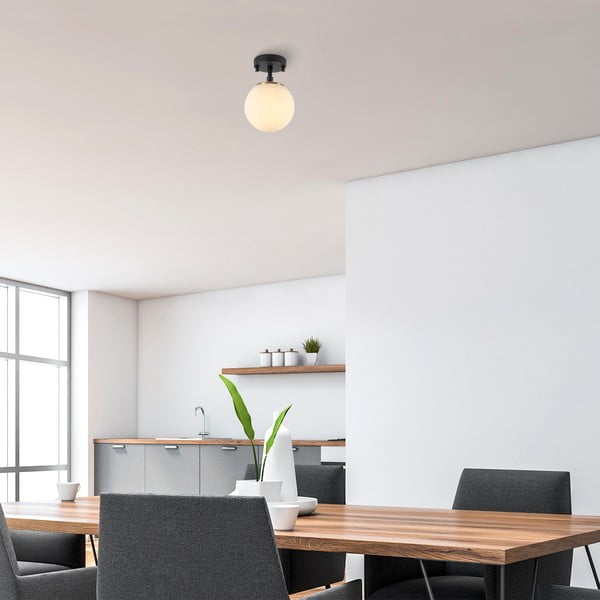 Crno-bijela stropna svjetiljka sa staklenim sjenilom ø 15 cm Atmaca – Opviq lights-image-1