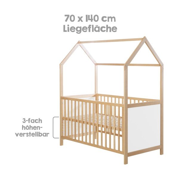 Bijeli/u prirodnoj boji dječji krevet 70x140 cm – Roba-image-3