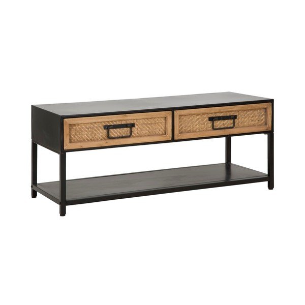 Crna/u prirodnoj boji metalna TV komoda 95x38x38 cm Hanoi – Mauro Ferretti-image-2