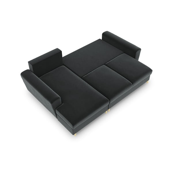 Tamno siva baršunasti sklopiva/s prostorom za odlaganje kutna garnitura (s lijevim kutom/s ležaljkom) Kyoto – Cosmopolitan Design-image-2