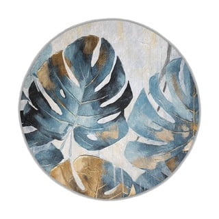Plavi perivi okrugao tepih ø 100 cm Golden Leaves – Mila Home