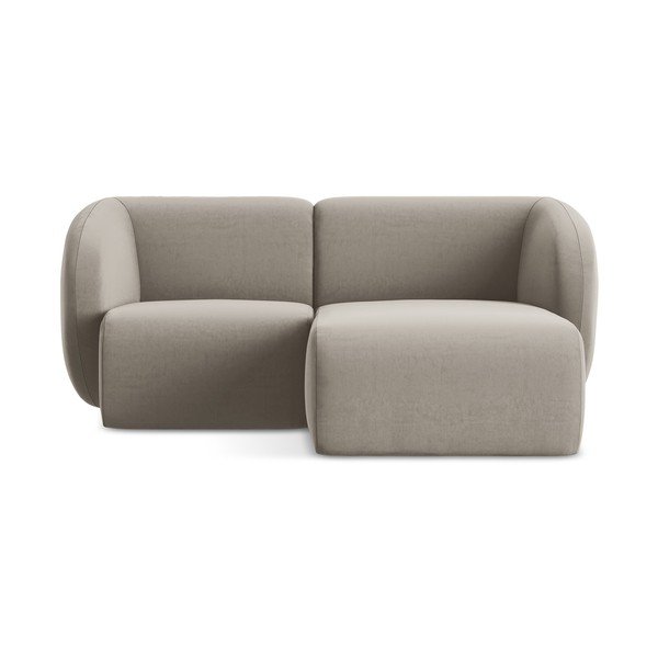 Svjetlo smeđa baršunasti kutna garnitura (s desnim kutom/s ležaljkom) Lani – Makamii