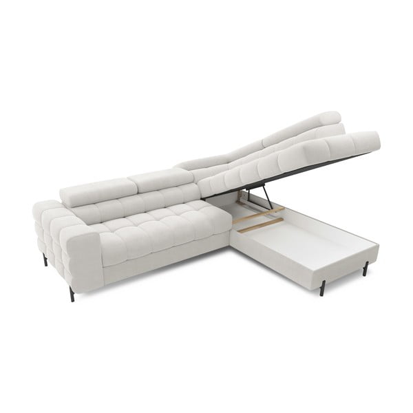 Krem sklopiva/s prostorom za odlaganje kutna garnitura od bouclé tkanine (s desnim kutom/u obliku slova L) Ferucce – ELTAP-image-4