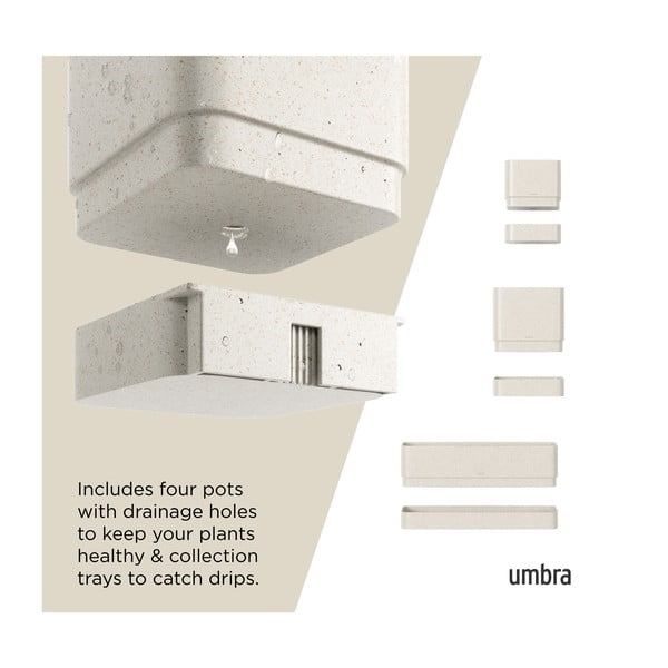 Plastične posude za cvijeće u setu 4 kom za bilje/viseće i zidne Cubiko – Umbra-image-3