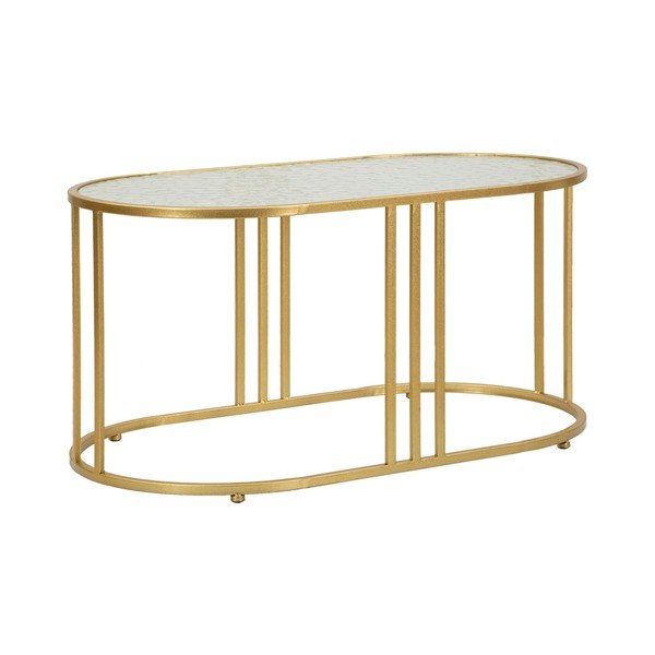 Bijeli/u zlatnoj boji stolić za kavu sa staklenom pločom stola 50x90 cm Antalia – Mauro Ferretti