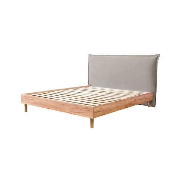 Svijetlo sivi/u prirodnoj boji bračni krevet s podnicom 160x200 cm Charlie – Bobochic Paris