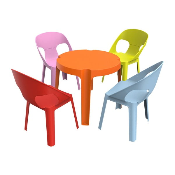 Dječja vrtna garnitura s 1 narančastim stolom i 4 Resol Juliet stolice