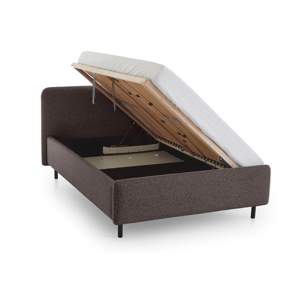 Antracitno sivi tapecirani bračni krevet s prostorom za odlaganje s podnicom 140x200 cm Primo – Meise Möbel-image-3