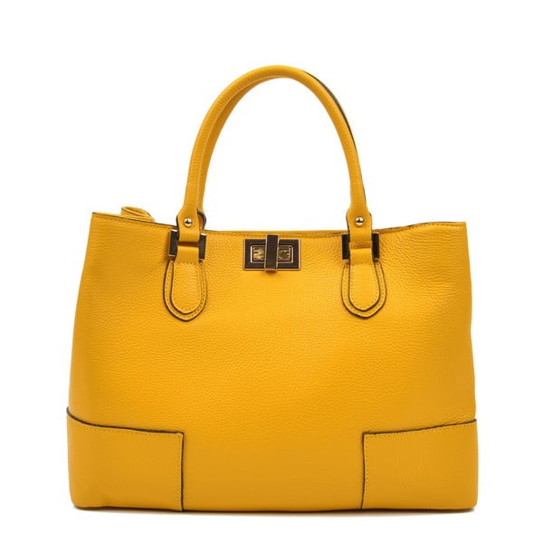 Žuta kožna torbica Anna Luchini, 26,5 x 38 cm