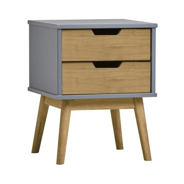 Sivo-smeđi noćni ormarić od punog borovog drveta Marckeric Baku-image-2