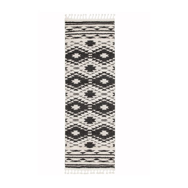 Crno-bijeli tepih Asiatic Carpets Taza, 80 x 240 cm