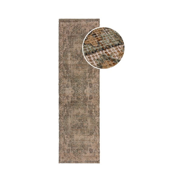 Kaki zelena ručno rađena staza od mješavine jute 60x230 cm Selena Jute Traditional – Flair Rugs