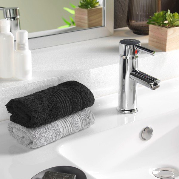 Crni pamučan ručnik od frotira 30x50 cm Tendresse – douceur d'intérieur-image-1