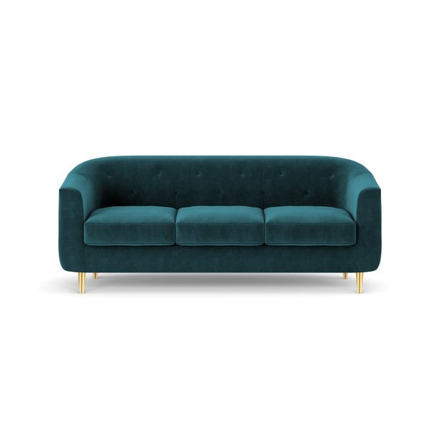 Tamno tirkizno plava sofa od baršuna Kooko Home Corde, 175 cm