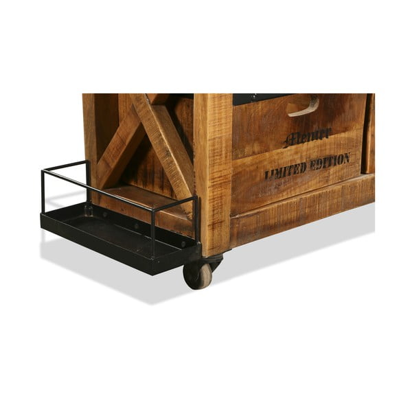 Vitrina za vino od masivnog manga u prirodnoj boji broj boca 5 kom, 100x92x30 cm Ravi – Interia Home & Living-image-4