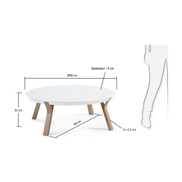 Bijeli stolić Kave Home Solid, Ø 90 cm-image-2
